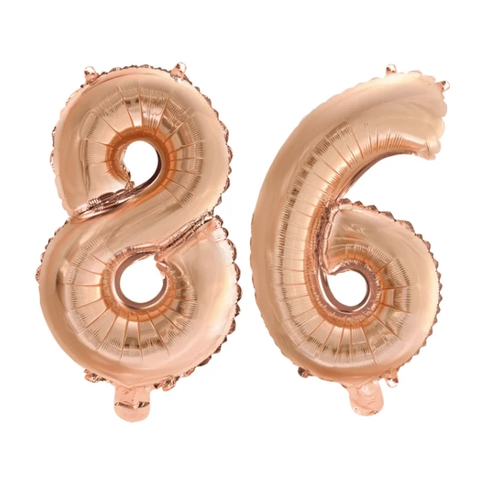 Folieballon 86 jaar Rosé Goud 41cm