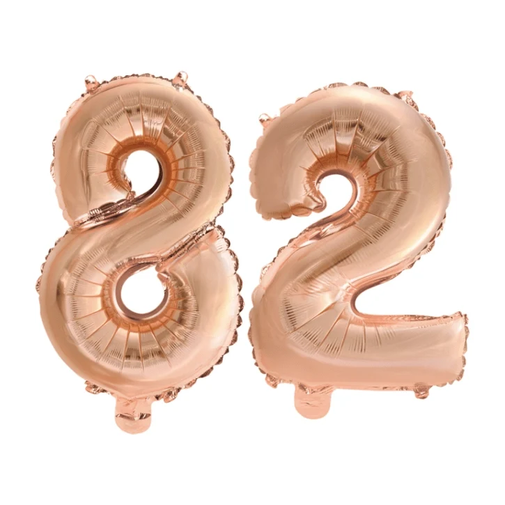 Folieballon 82 jaar Rosé Goud 41cm