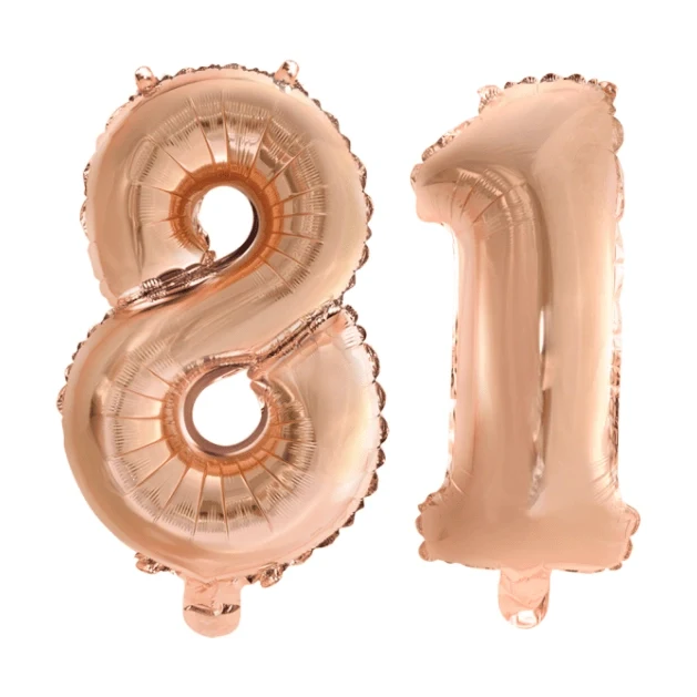 Folieballon 81 jaar Rosé Goud 41cm