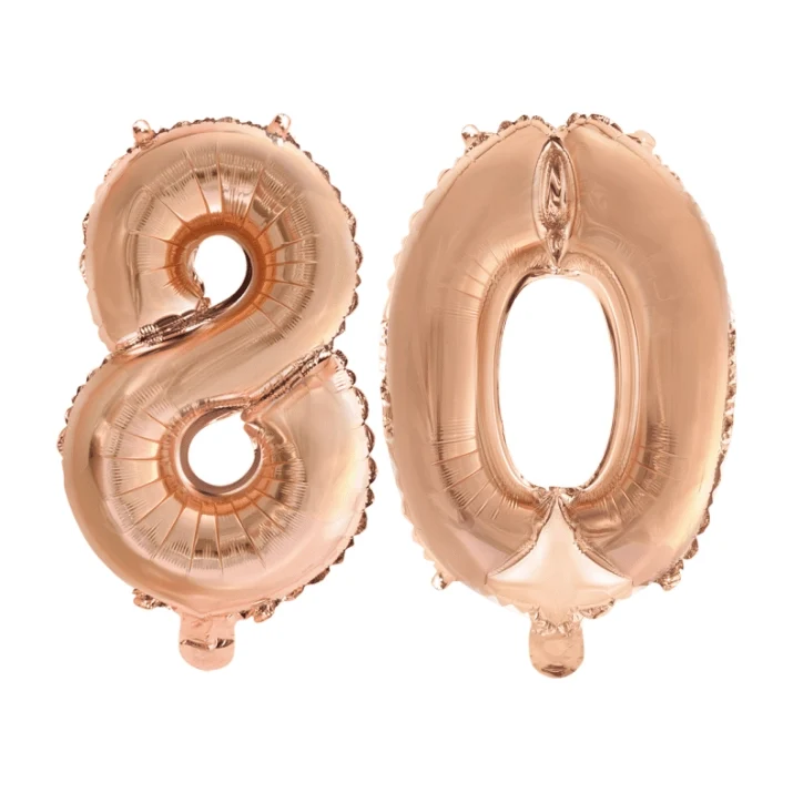 Folieballon 80 jaar Rosé Goud 41cm