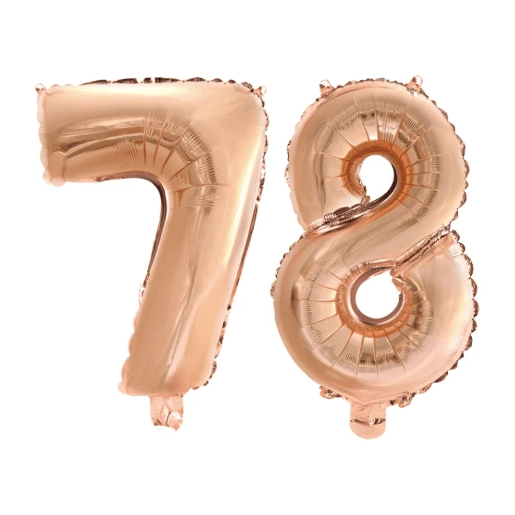 Folieballon 78 jaar Rosé Goud 41cm
