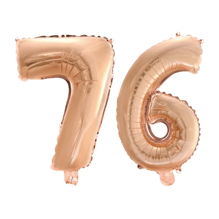 Folieballon 76 jaar Rosé Goud 41cm
