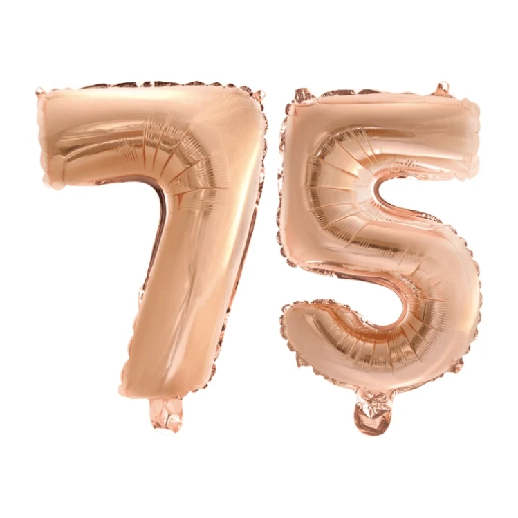 Folieballon 75 jaar Rosé Goud 41cm