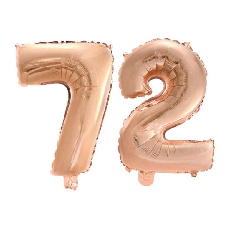 Folieballon 72 jaar Rosé Goud 41cm