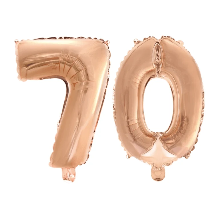 Folieballon 70 jaar Rosé Goud 41cm