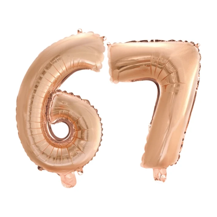 Folieballon 67 jaar Rosé Goud 41cm