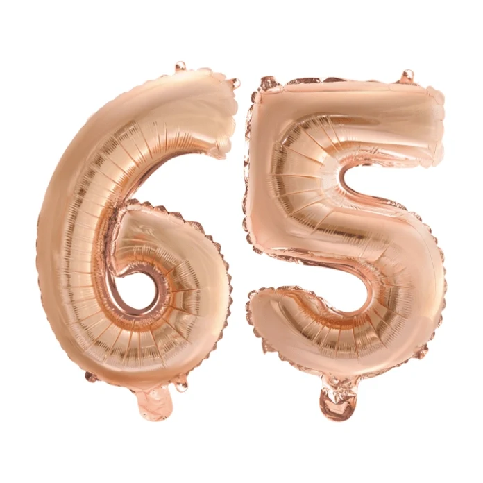 Folieballon 65 jaar Rosé Goud 41cm