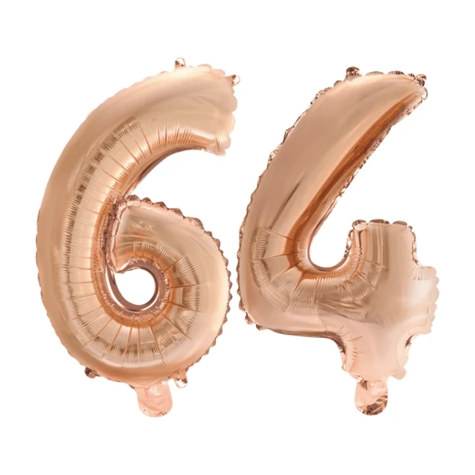 Folieballon 64 jaar Rosé Goud 41cm