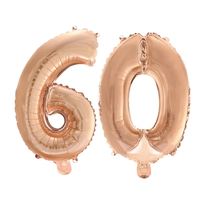 Folieballon 60 jaar Rosé Goud 41cm