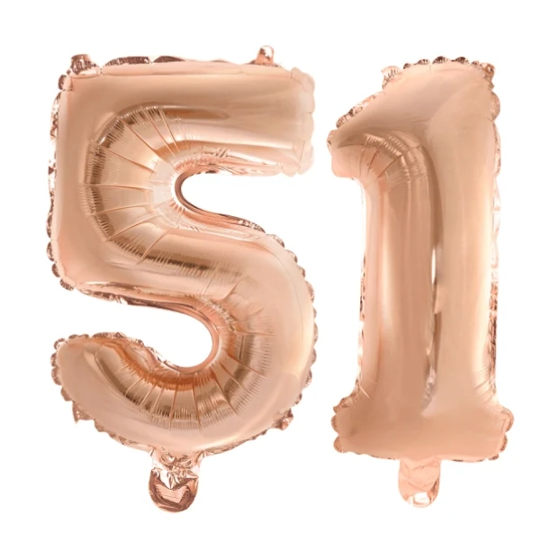 Folieballon 51 jaar Rosé Goud 41cm