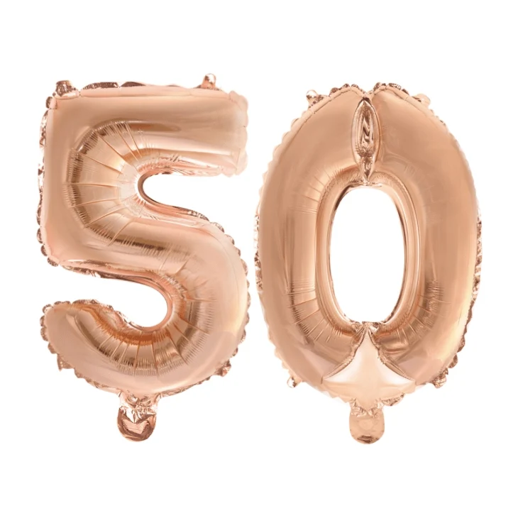 Folieballon 50 jaar Rosé Goud 41cm