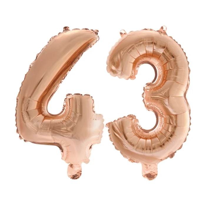 Folieballon 43 jaar Rosé Goud 41cm