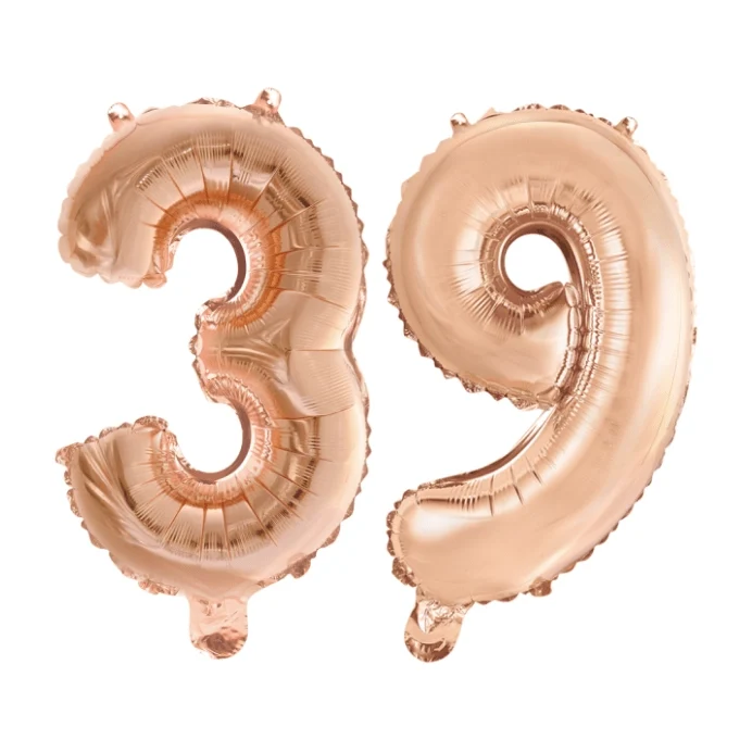 Folieballon 39 jaar Rosé Goud 41cm