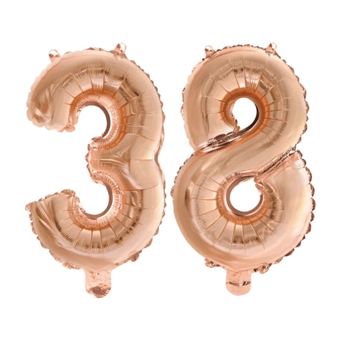 Folieballon 38 jaar Rosé Goud 41cm