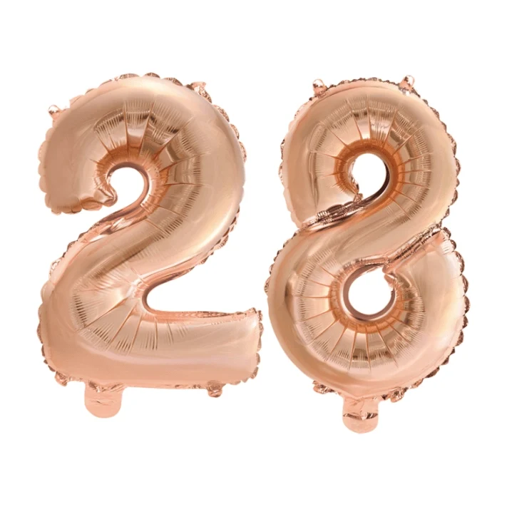Folieballon 28 jaar Rosé Goud 41cm