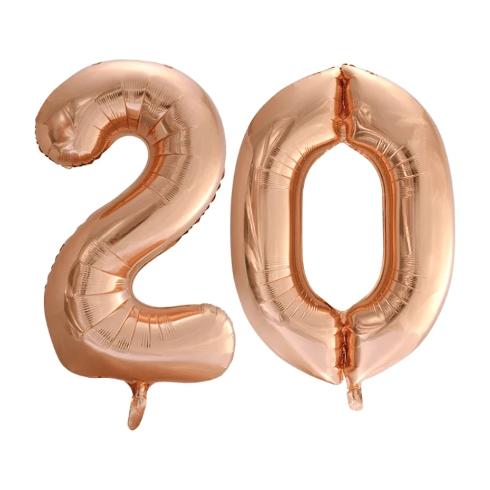 Folieballon 20 jaar Rosé Goud 86cm