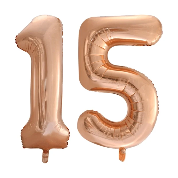 Folieballon 15 jaar Rosé Goud 86cm