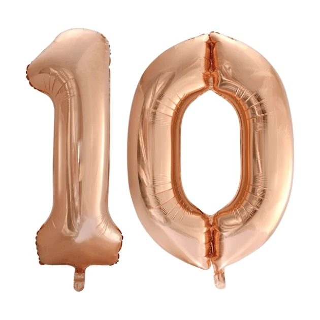 Folieballon 10 jaar Rosé Goud 86cm