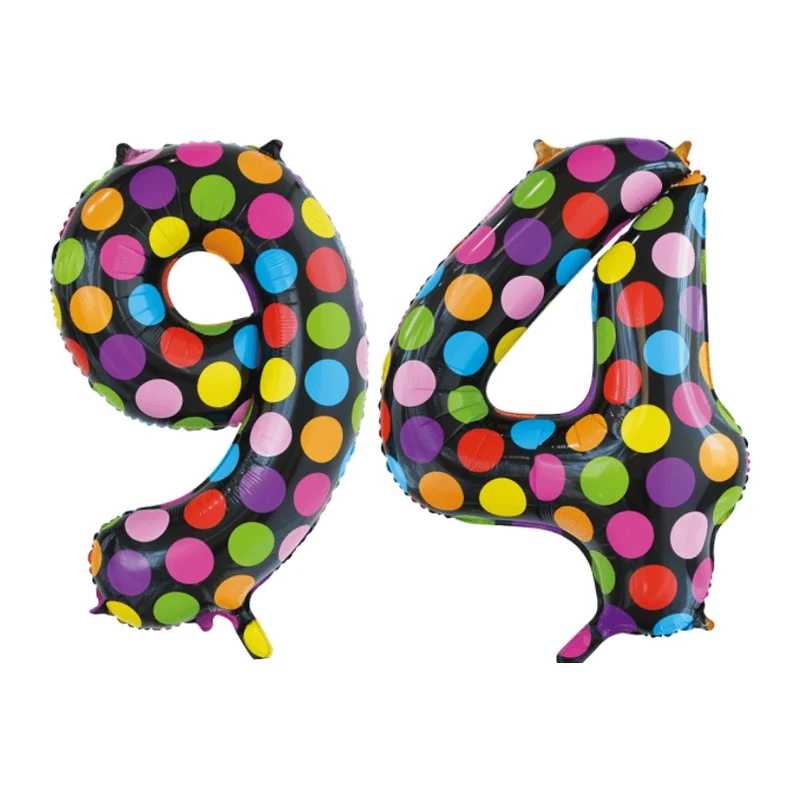 Folieballon 94 jaar stippen 86cm