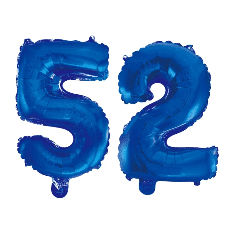 Folieballon 52 jaar blauw 41cm