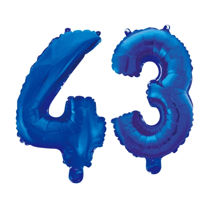 Folieballon 43 jaar blauw 41cm