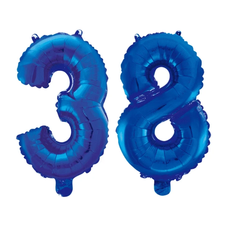 Folieballon 38 jaar blauw 41cm