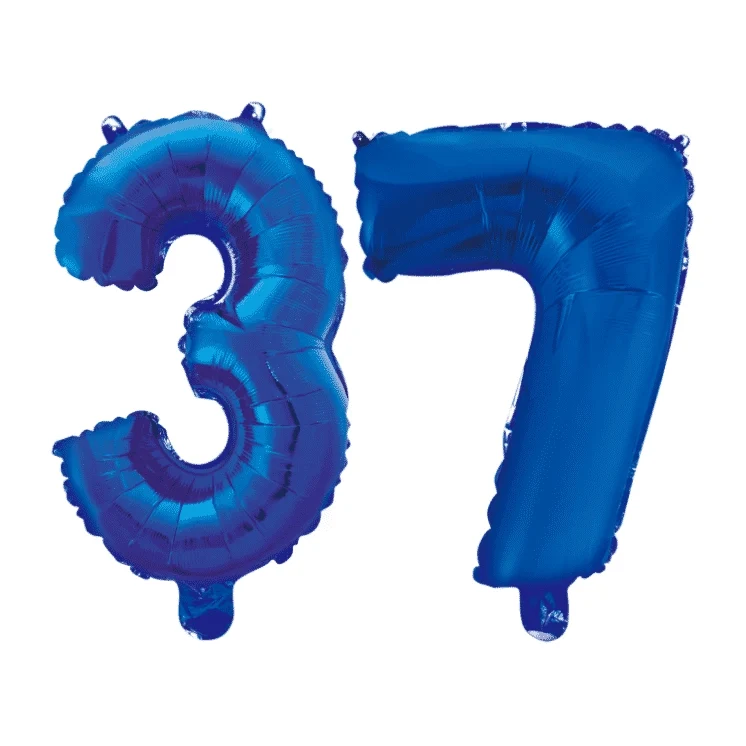 Folieballon 37 jaar blauw 41cm