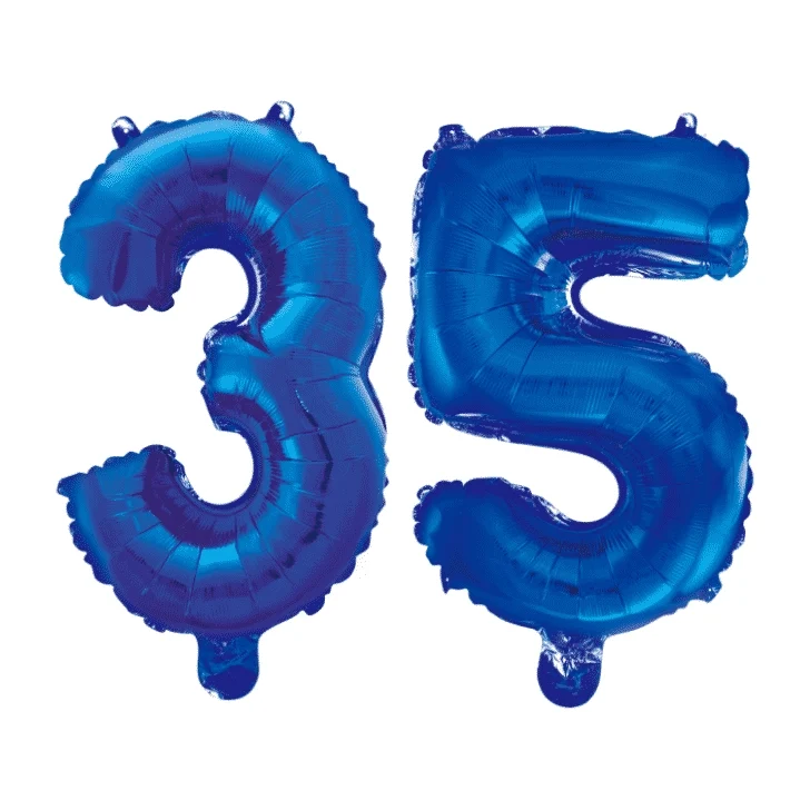Folieballon 35 jaar blauw 41cm