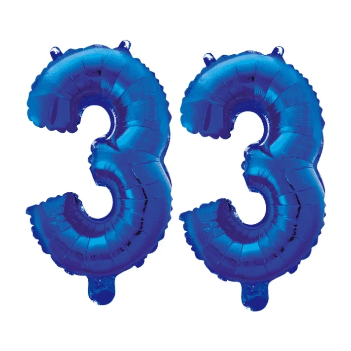 Folieballon 33 jaar blauw 41cm