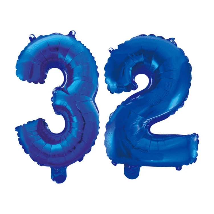 Folieballon 32 jaar blauw 86cm