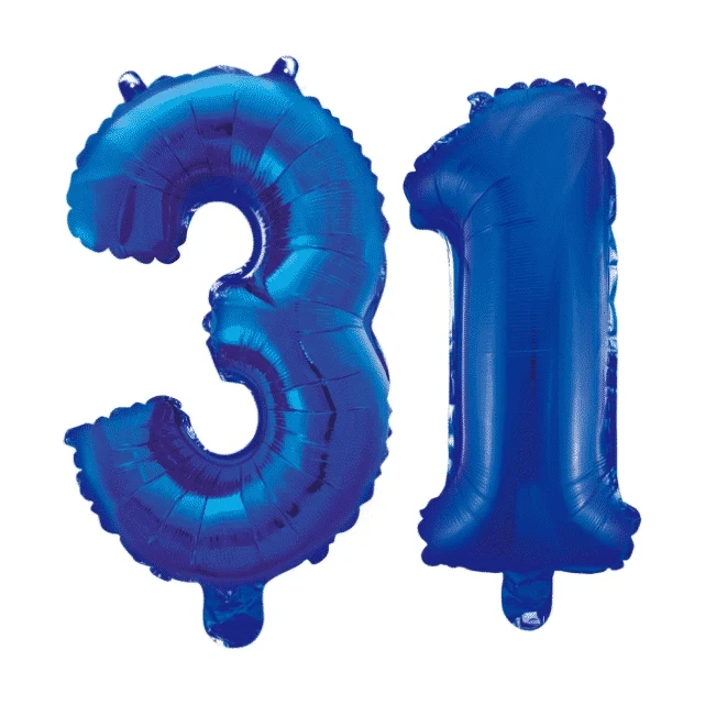 Folieballon 31 jaar blauw 86cm