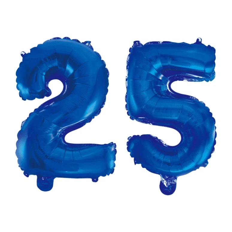 Folieballon 25 jaar blauw 41cm