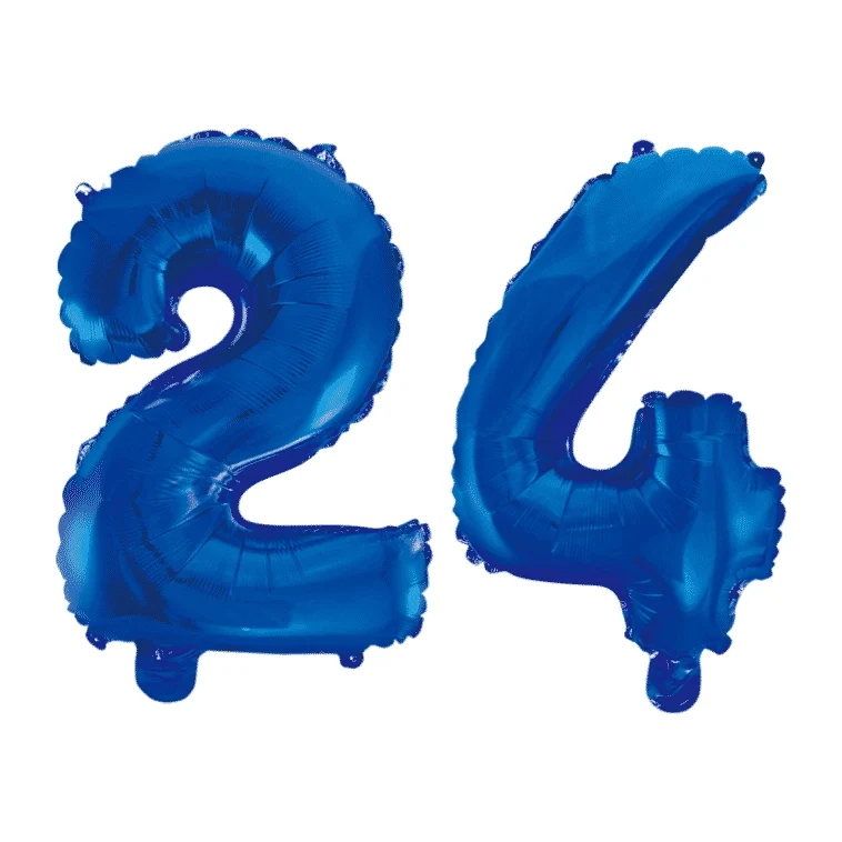 Folieballon 24 jaar blauw 41cm
