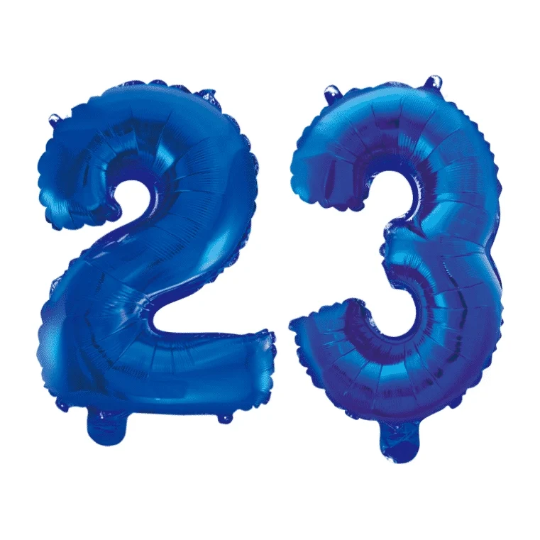 Folieballon 23 jaar blauw 41cm