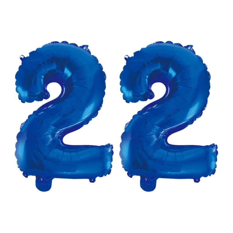 Folieballon 22 jaar blauw 86cm