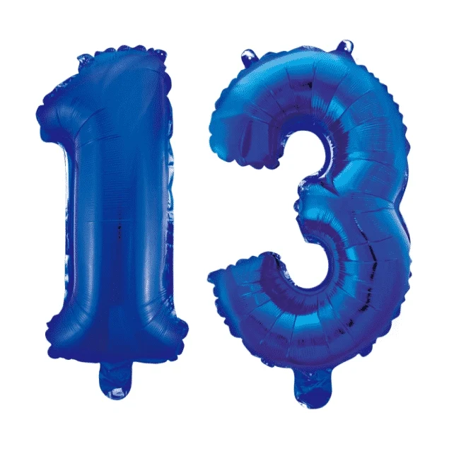 Folieballon 13 jaar blauw 41cm
