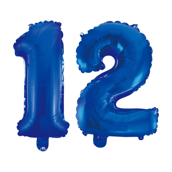 Folieballon 12 jaar blauw 41cm