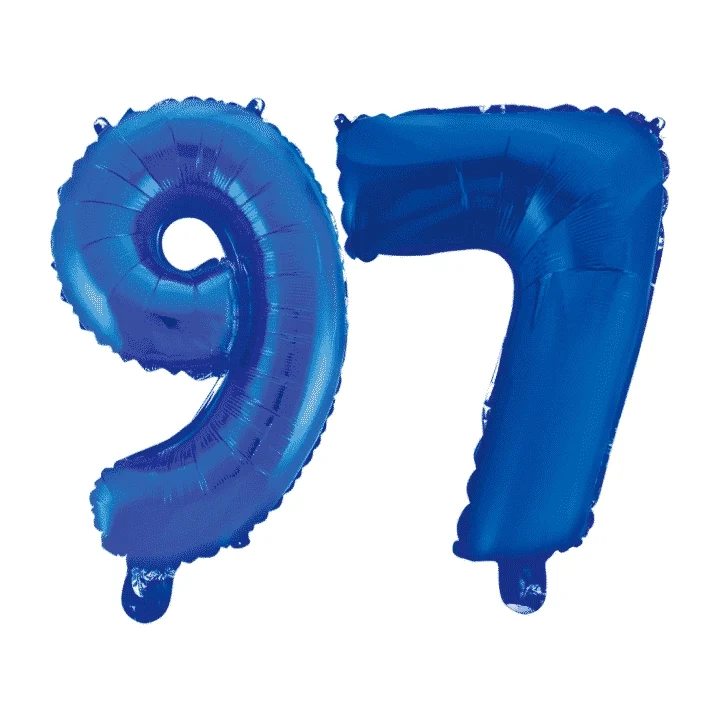 Folieballon 97 jaar blauw 86cm