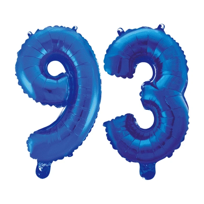 Folieballon 93 jaar blauw 86cm