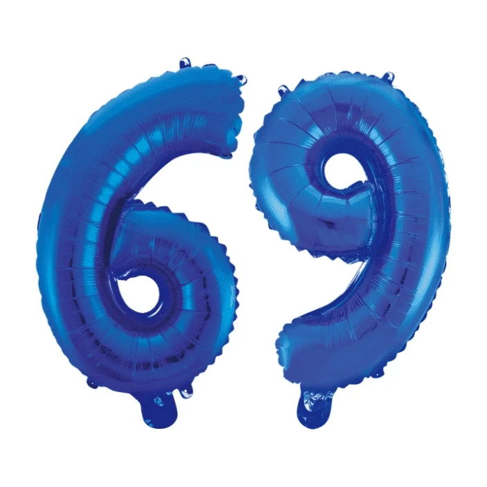 Folieballon 69 jaar blauw 86cm