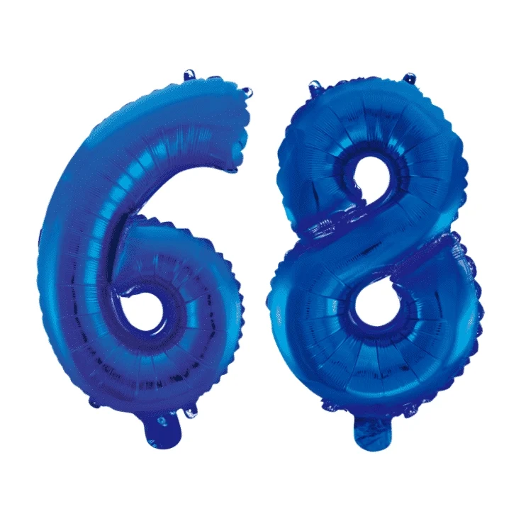 Folieballon 68 jaar blauw 86cm