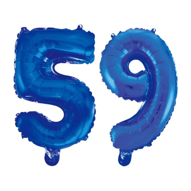 Folieballon 59 jaar blauw 41cm
