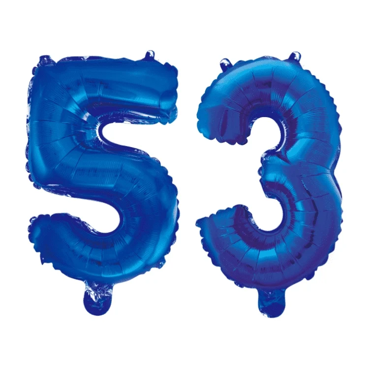 Folieballon 53 jaar blauw 86cm