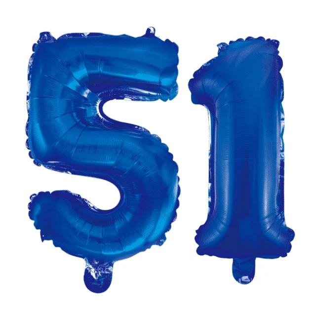 Folieballon 51 jaar blauw 86cm