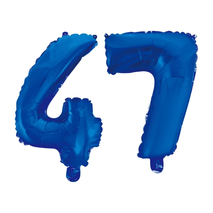 Folieballon 47 jaar blauw 86cm
