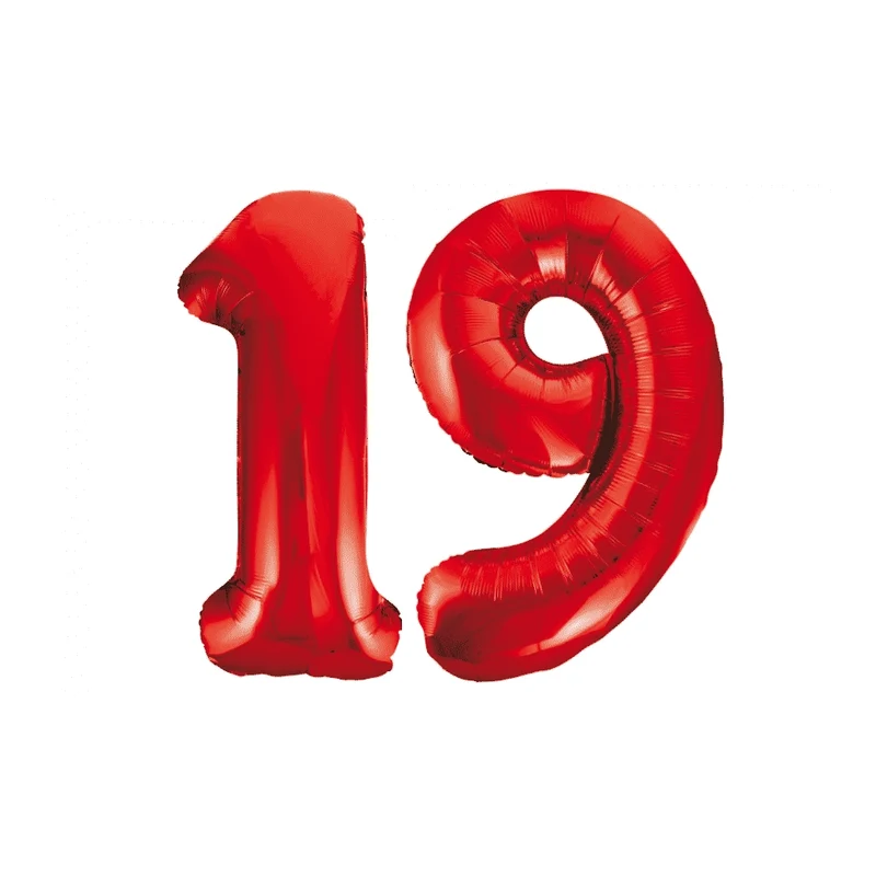 Folieballon 19 jaar rood 86cm