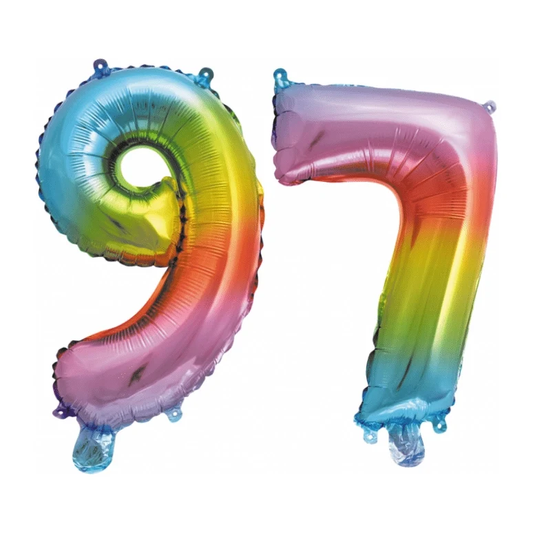 Folieballon 97 jaar Regenboog 86cm