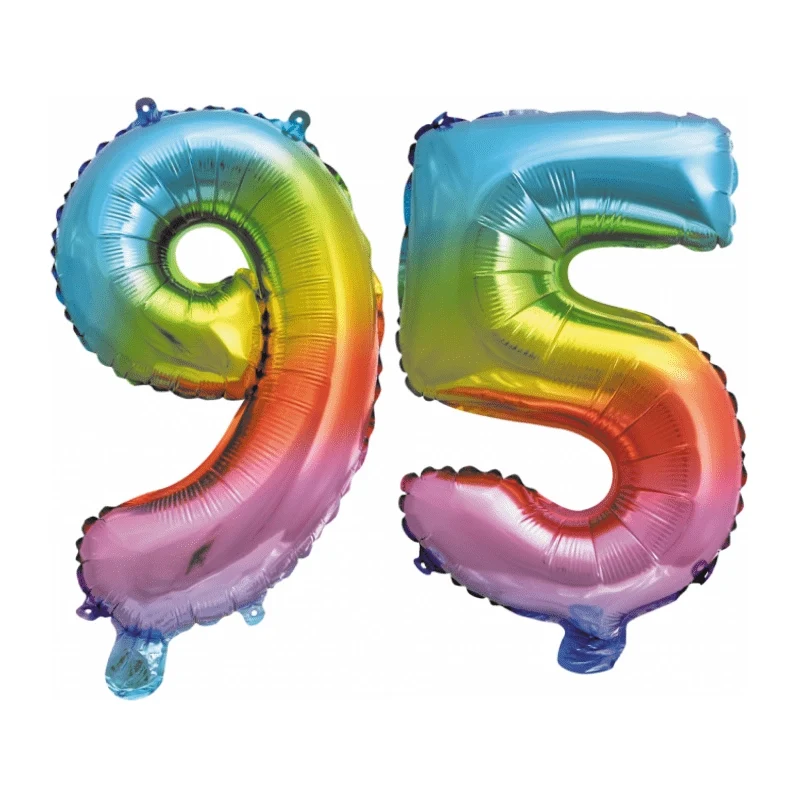 Folieballon 95 jaar Regenboog 86cm