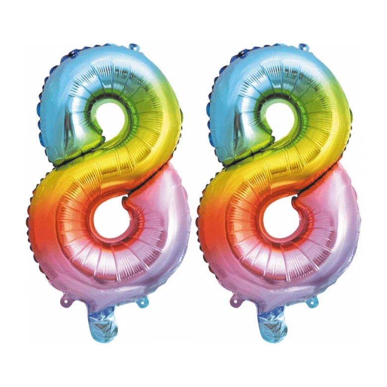 Folieballon 88 jaar Regenboog 86cm