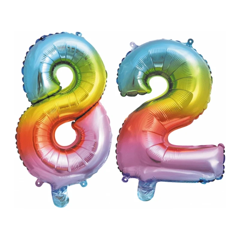 Folieballon 82 jaar Regenboog 86cm